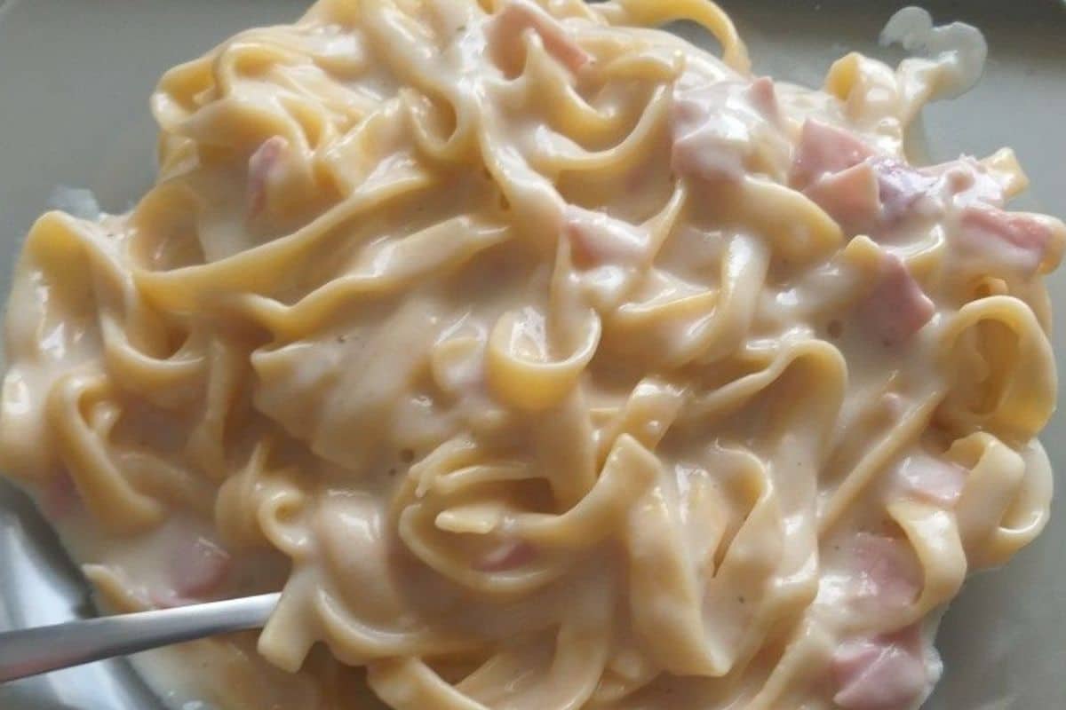 Macarrão Com Presunto e Molho Branco